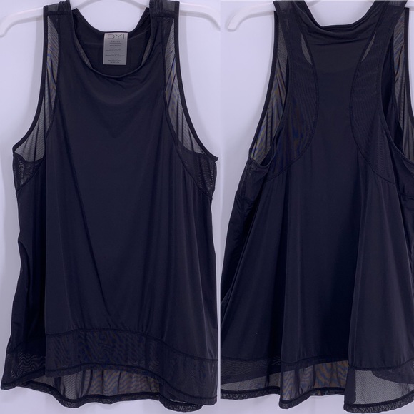 DYI Mesh Panel Tank Sz S Black Yoga Workout Run - Picture 2 of 9